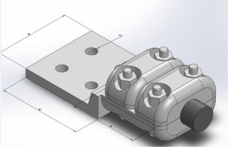 Kẹp cực bản phẳng bắt một dây và cực thiết bị 4 lỗ