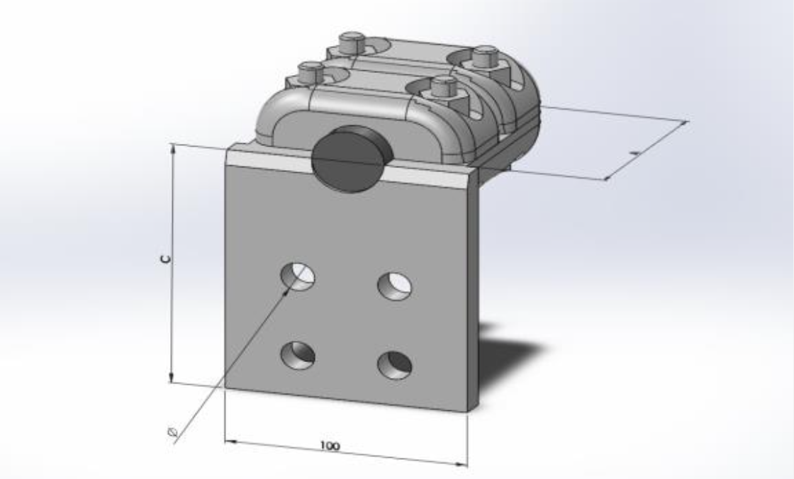 Kẹp cực vuông góc bắt một dây và cực thiết bị 4 lỗ