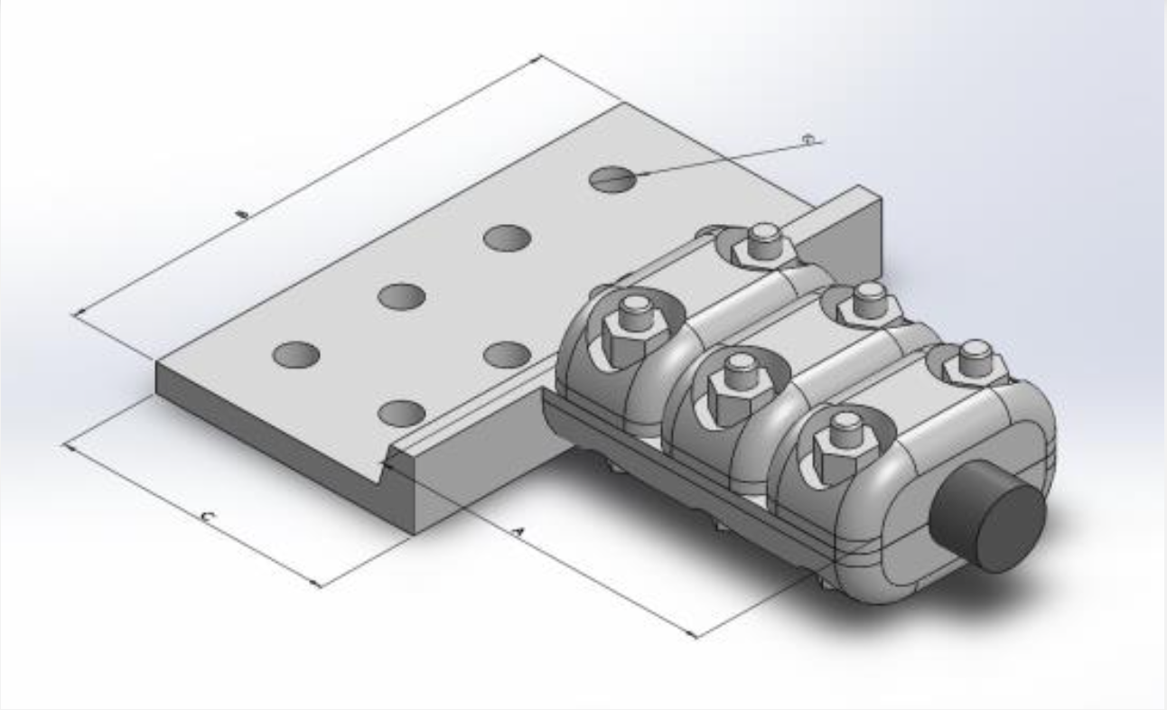 Kẹp cực bản phẳng bắt hai dây và cực thiết bị 8 lỗ 2