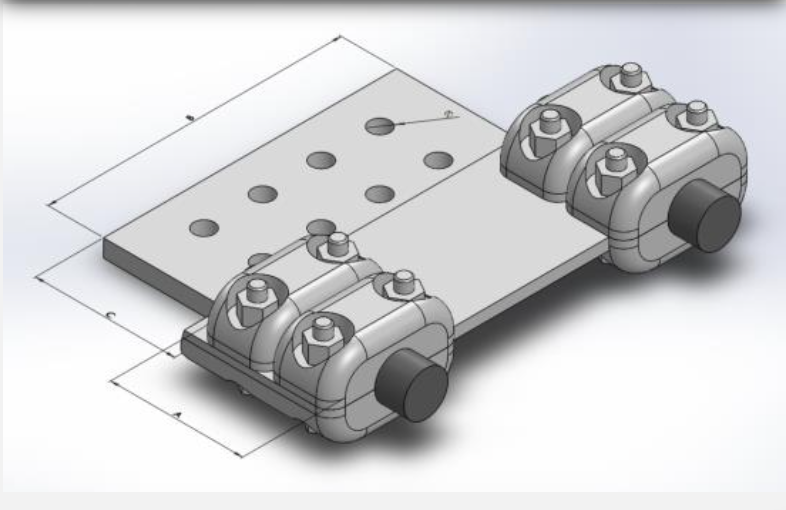 Kẹp cực bản phẳng bắt hai dây và cực thiết bị 8 lỗ 1